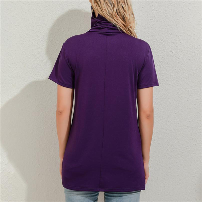 Summer European and American Fashion Casual Multifunctional Dust-proof Sunscreen High-neck Short-sleeved Women's T-shirt