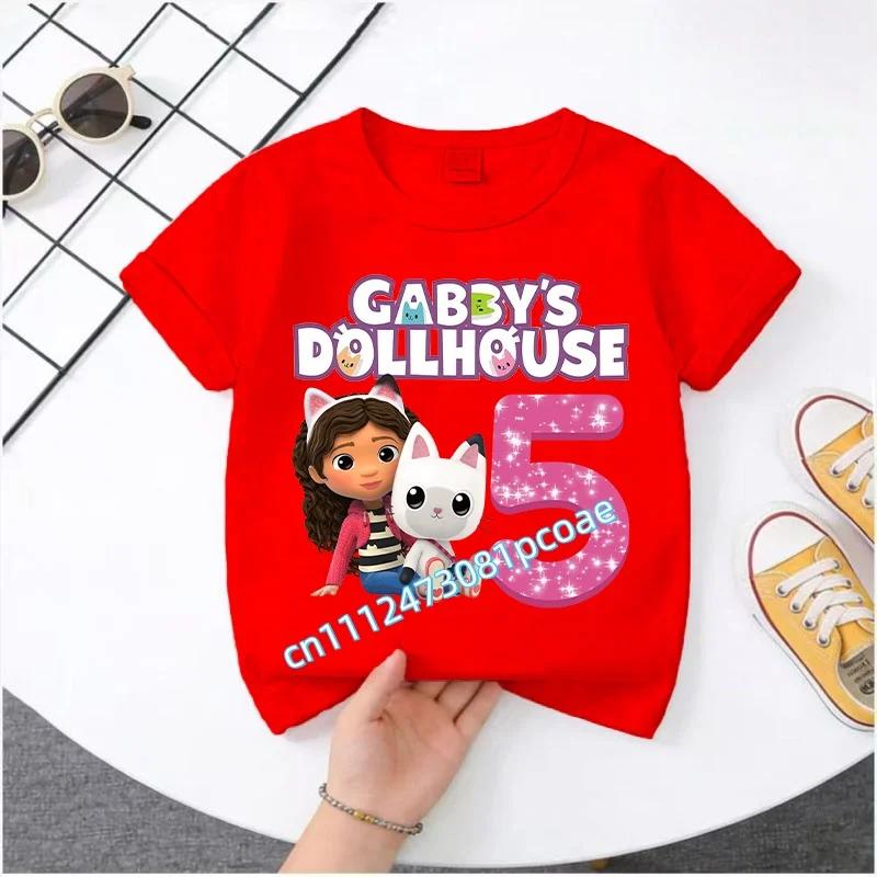 Summer Tshirt Gabby 29 Years Old Childrens Cotton Shortsleeved Sports Shirt for Girls Casual Top with Digital Cartoon Print