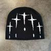 Retro Street Style Cross Knit Cap With Fluffy Acrylic Blend For Fall Winter