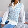 Women V-neck College  Love Knitted Vest Sweater Vest