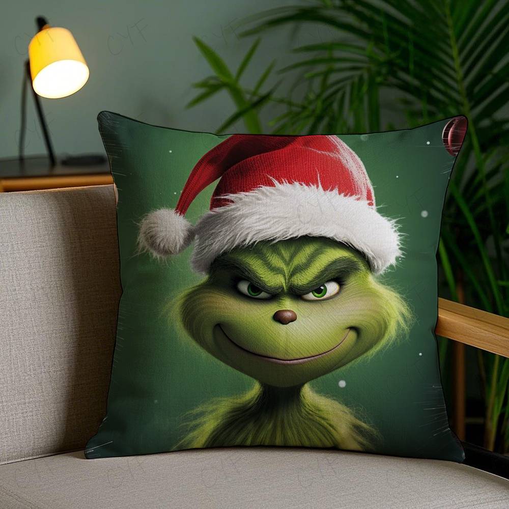 Federa per cuscino Film The G-Grinch C-Christmas Antiacaro Cerniera invisibile morbido peluche corto Copricuscino per divano