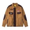 Unisex Vintage Color-Block Letter Embroidered Collar Cotton Padded Jacket Winter Warm Casual Outerwear