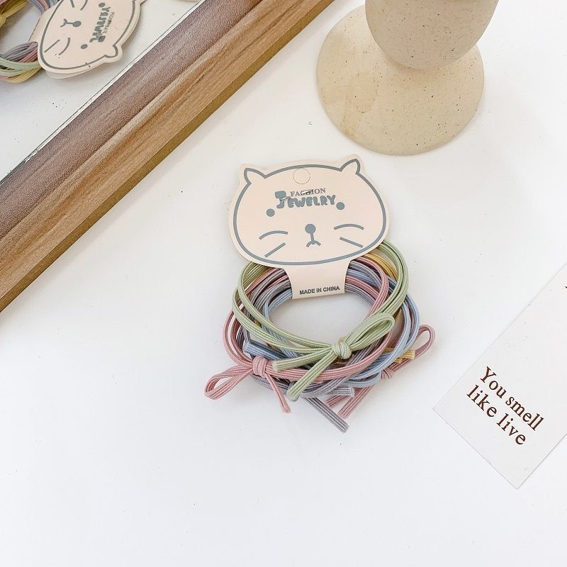 6-Pack Rubber Band Simple Basic Bow Hair Rope Girl Sweet Hair Rope Hair Band Hair Band Headgear