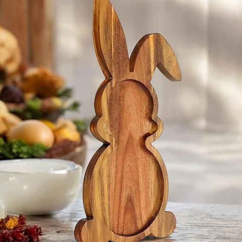 Adorable Rabbit Shape Wood Tray for Family Gatherings Childrens Birthday Parties and Serving Snacks Safely