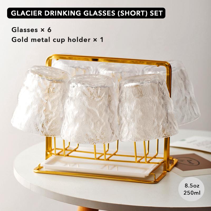 Romantic Water Glasses Tumblers Hammered Glacier Drinking Glasses Set for Juice,Coffee, Beer, Water, Cocktails, Whiskey