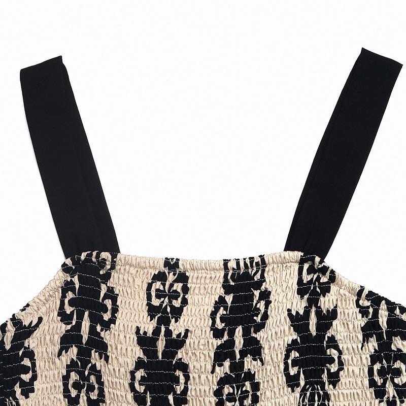 2026 Retro Ethnic Vacation Dress: European & American Spaghetti Strap Style