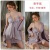 Women's Satin Lace Deep V Padded Cross Backless Sleep Dress with Robe Lounge Set