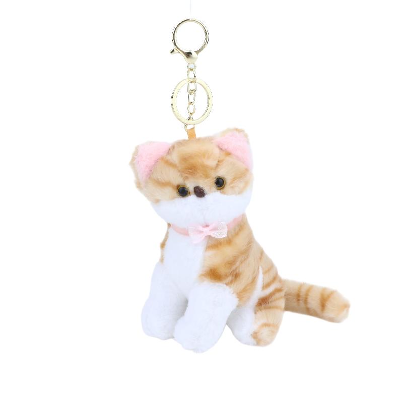 Cute Realistic Cat Plush Keychain Soft Fluffy Adorable Kitten Charm Lightweight Bag Pendant for Teen Girls Gift