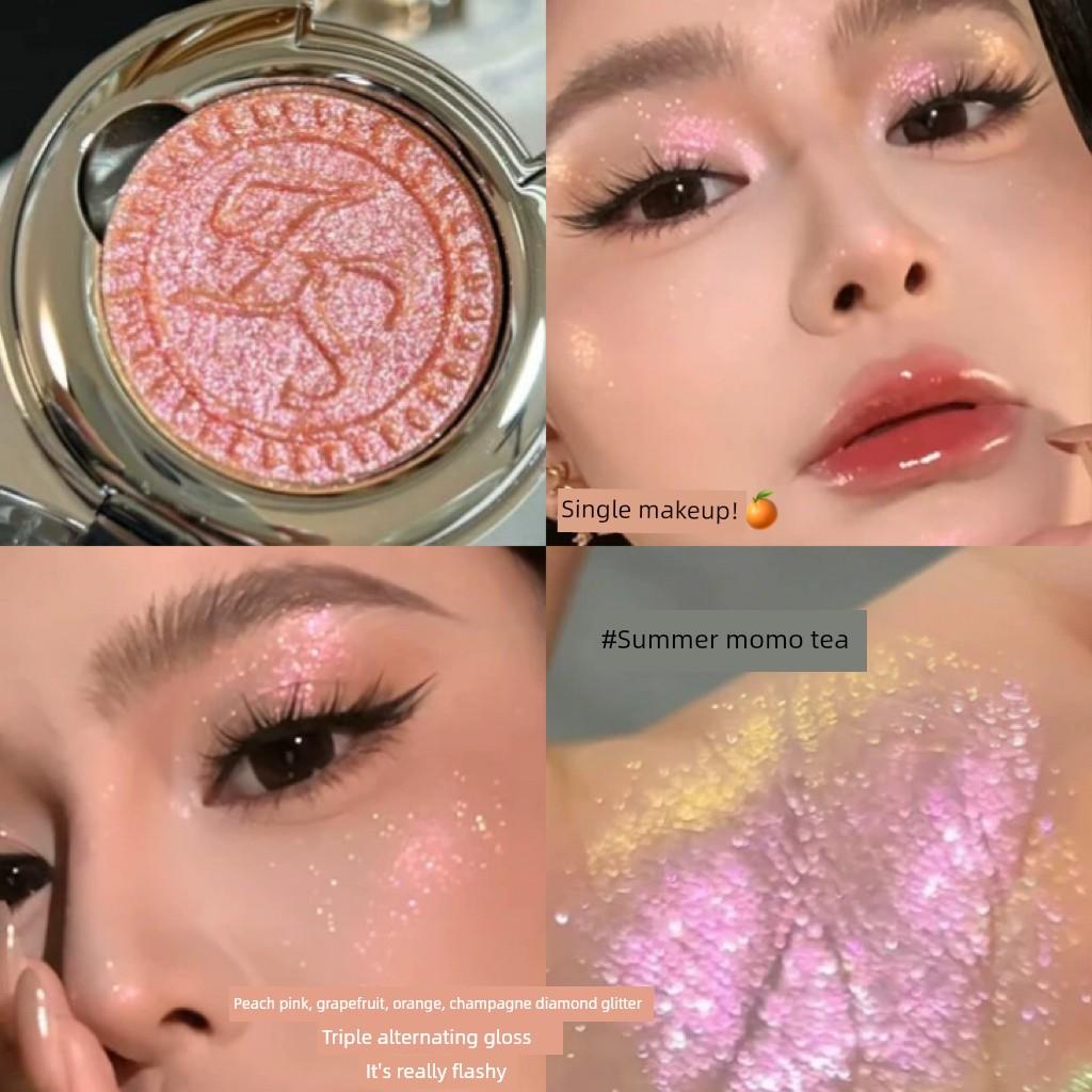 Summer Tea! New Product Xunfit Triple-Layer Color-Changing Eyeshadow Single Palette for High-Gloss Highlight and Dazzling Shine