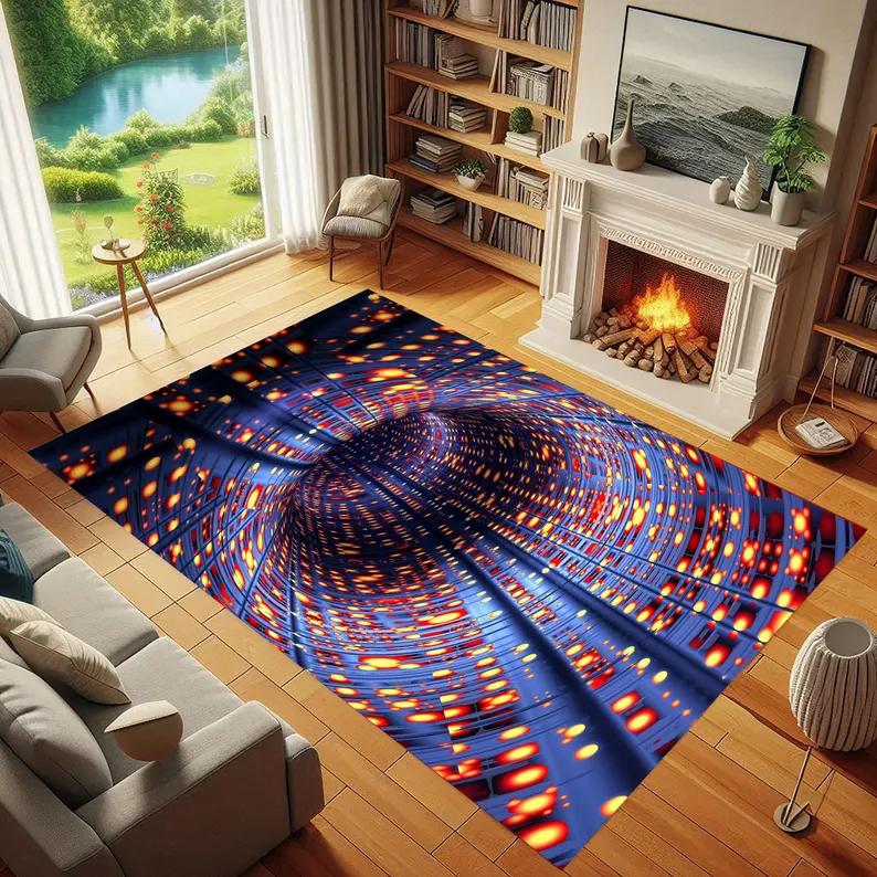 3D-Illusions-Teppich Tiefes Loch Design Gamingzimmer-Matten Heim Wohnzimmer Schlafzimmer Dekoration Teppiche
