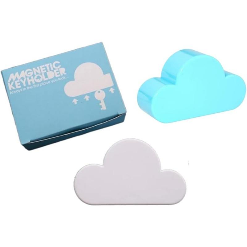 Магнитный настенный держатель для ключей Blue White Cloud, мощные магниты удерживают брелки, крючки-органайзер для ключей с клеем для входной двери (2 шт.)