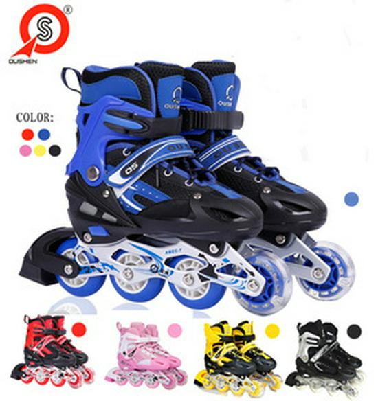 Adjustable Beginner Roller & Inline Quad Skates Set - 4-Wheel Skating Shoes