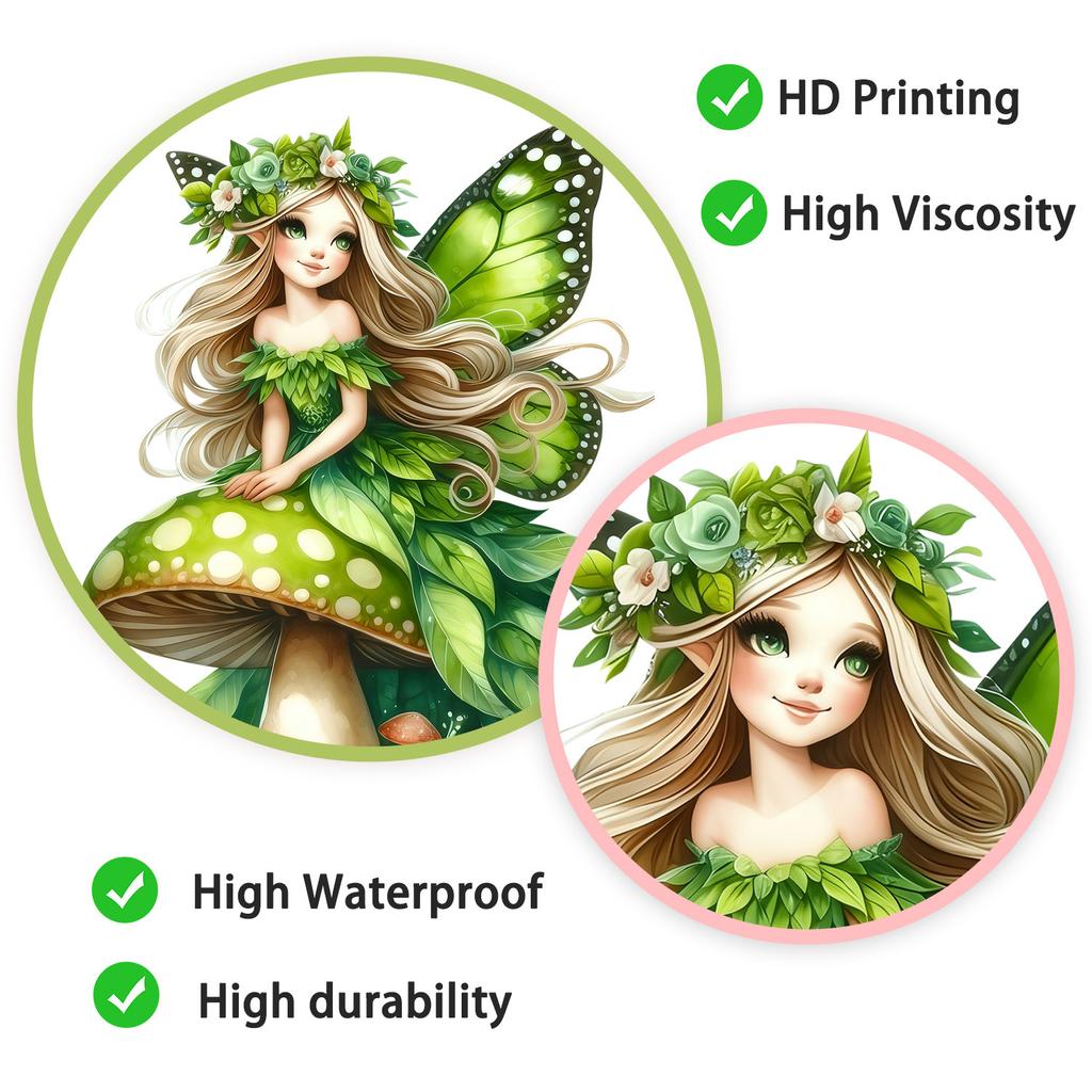Creative Green Wing Fairy Static Cling Wall Sticker for Living Room Bedroom Study Home Decor