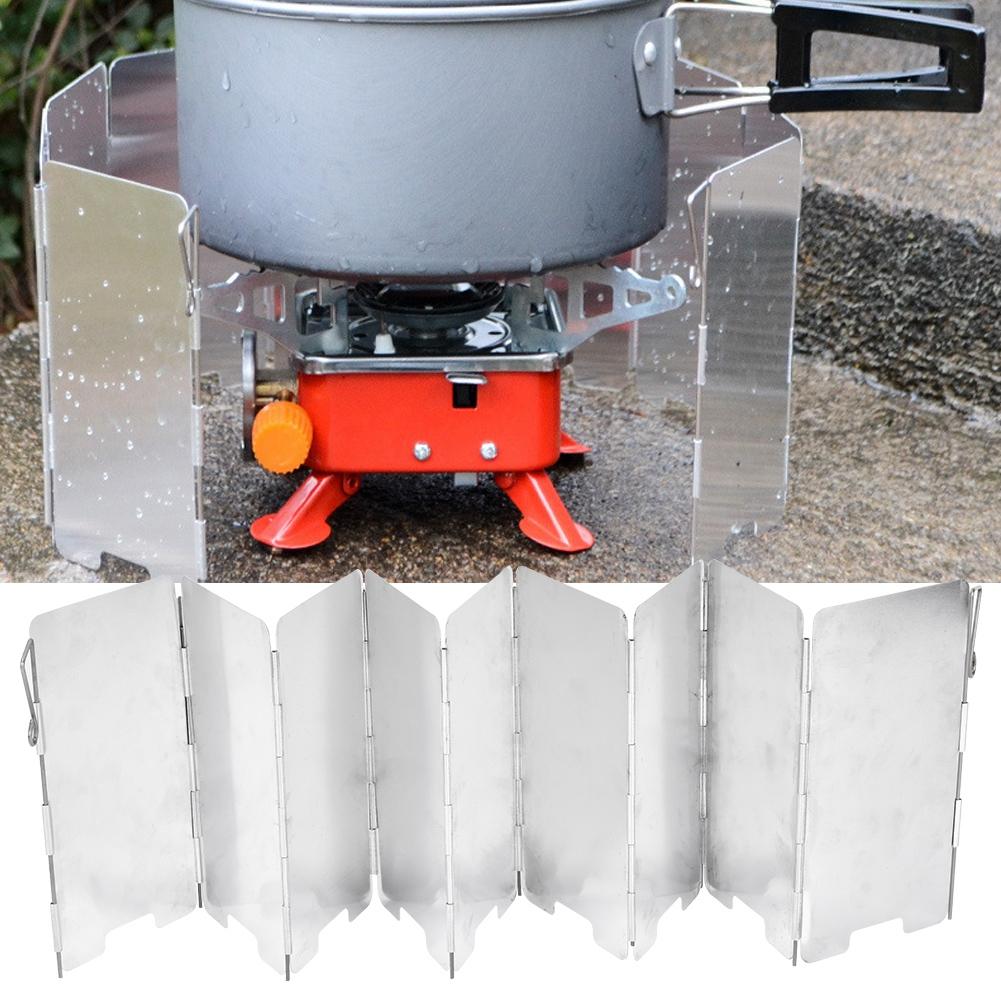 Outdoor Mini Portable Foldable 9 Plate Camping Cooking Stove Windscreen with Carrying Bag