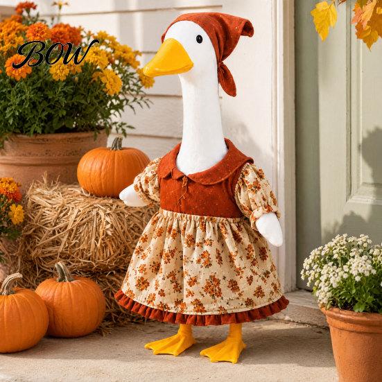 Outdoor-Gans-Kostüm Thanksgiving-Veranda-Outfit, Herbstkleid mit Kopftuch Kostüme für 23-Zoll-Statue, Gartenhof-Dekoration Rasen