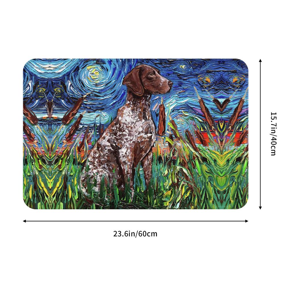 Retro Starry Night German Shorthair Pointer Doormat Anti-Slip Kitchen Bathroom Mat Garden Garage Door Floor Entrance Carpet Rug