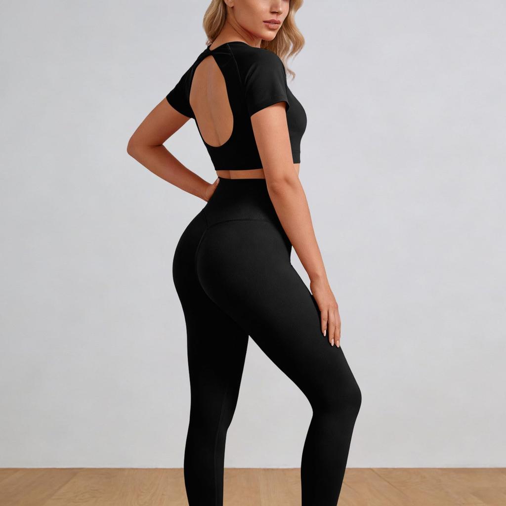Women's Casual High-Waisted, Butt-Lifting, Skinny Yoga Pants And Outdoor Sports Long Pants Set