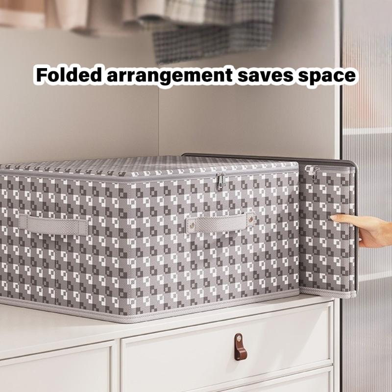 Zippered Foldable Organizers Bin For Clothes Storage User friendly Nonwovens Fabric Durable Foldable Home Use
