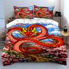 Red dragon with flowers. Bedding sets Duvet cover sets Duvet covers Pillowcases(1*Duvet Cover 2*Pillowcases without duvet insert)