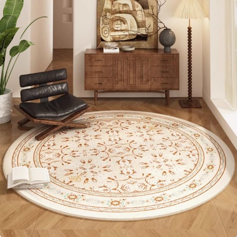 Lounge Area Circular Carpet - Easy To Clean, American Retro Persian Style Balcony, Study, Cloakroom Floor Mat