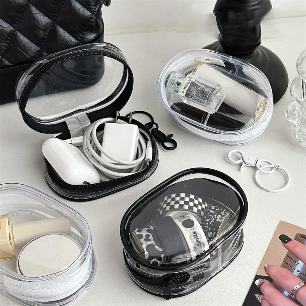 Data Cable Storage Bag Earphones Storage Case Dustproof Keychain Storage Pouch Transparent for Chargers Earphones & Data Cables