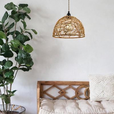 Weaving Lampshade Hanging Pendant Lamp Shade Farmhouse Hotel Lighting Fixture for Cafe Teahouse