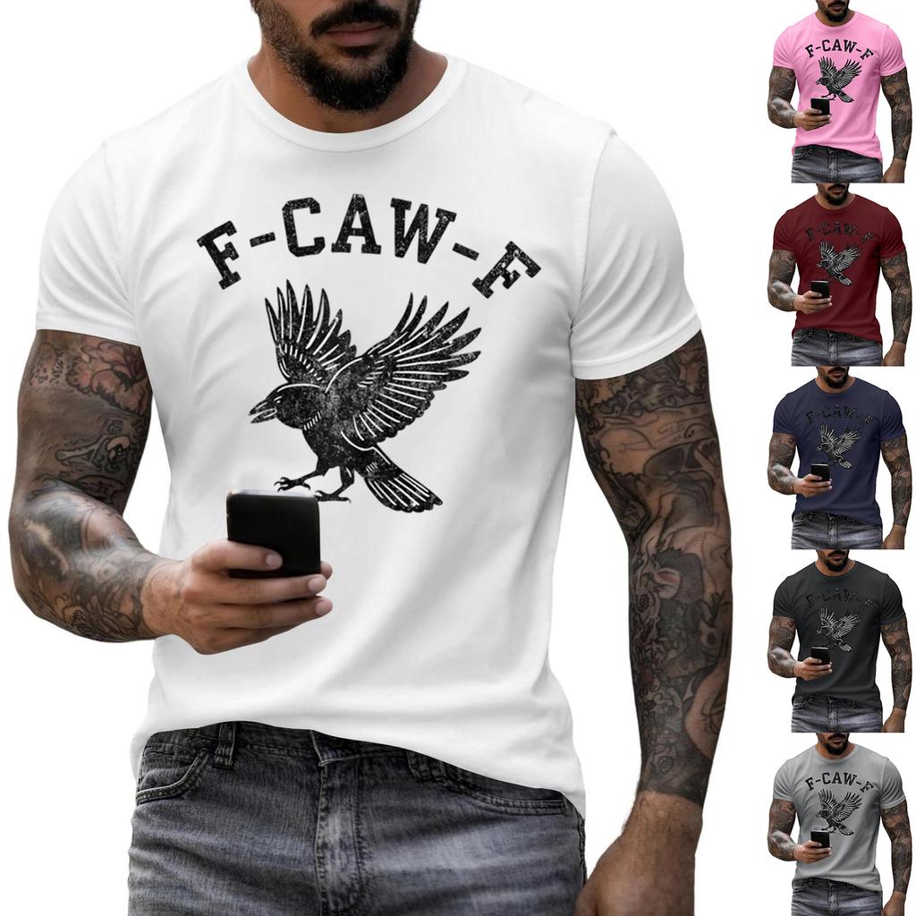 Men's Fashion Casual  Printed Short Sleeve Round Neck Pullover Tops