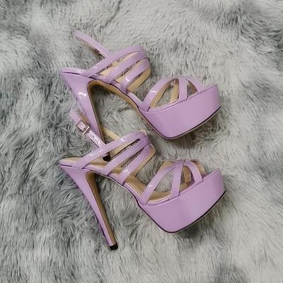New Women Sandals Nightclub Ultra Fashion Bride Shoes 14cm Super High Heels Leather Platform Ankle Strap Pumps Shoe