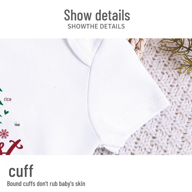Four Seasons Baby Bodysuit: Newborn Triangle Romper with Christmas Print, Short Sleeve Onesie for Comfortable Outings
