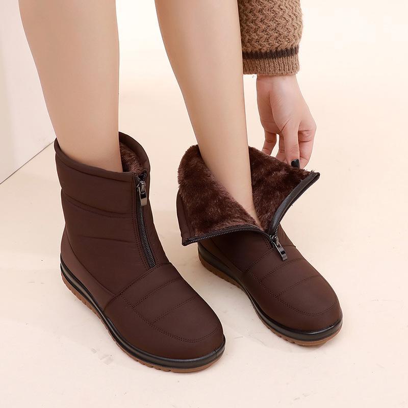 2024 Women's Snow Boots: New Velvet Lined, Non-Slip, Warm, Waterproof Short Boots for Middle-Aged and Elderly