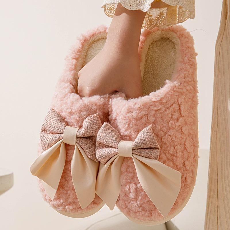 Autumn and winter thickened non-slip warm cotton slippers men's home indoor plush couple household bag head plush drag women's models