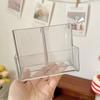 1/2/3Pcs Transparent 3 Grids Pen Holder Box Make Up Brush Bucket Cosmetic Organizer Student Desk Pen Container Storage Box