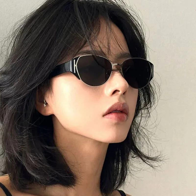 Sexy Vintage Cat Eye Sunglasses Women Men Punk Big Frame Luxury Designer Metal Eyewear Sun Glasses