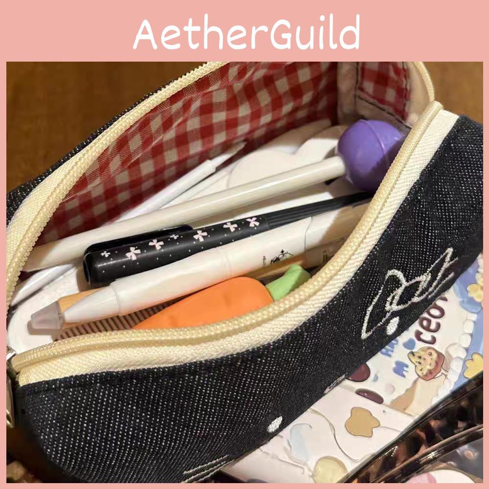 Sött Katt Canvas Pennskrin För Flickor Gymnasieelever Med Stor Kapacitet Brevpapper Organizer