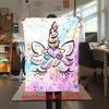 1PC Cute Cartoon Anime Animal Unicorn Blanket, Bed Cover Blanket Sofa Cover All Season Lightweight Home Office Outdoor Nap Multifunctional Blanket
