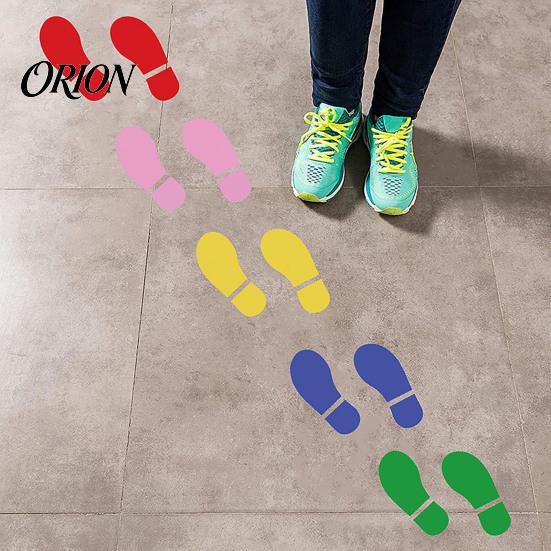 Training Center Floor Decorations 4 Sheets 8 Pairs Kids Shoes Decals, Colorful Footprint Adhesive Childhood Development Activity Mats PVC Step