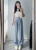 Women's High Rise Wide Leg Pants Loose Fit American Trend Drapey Straight Leg Pocket Polyester Casual Long Trousers