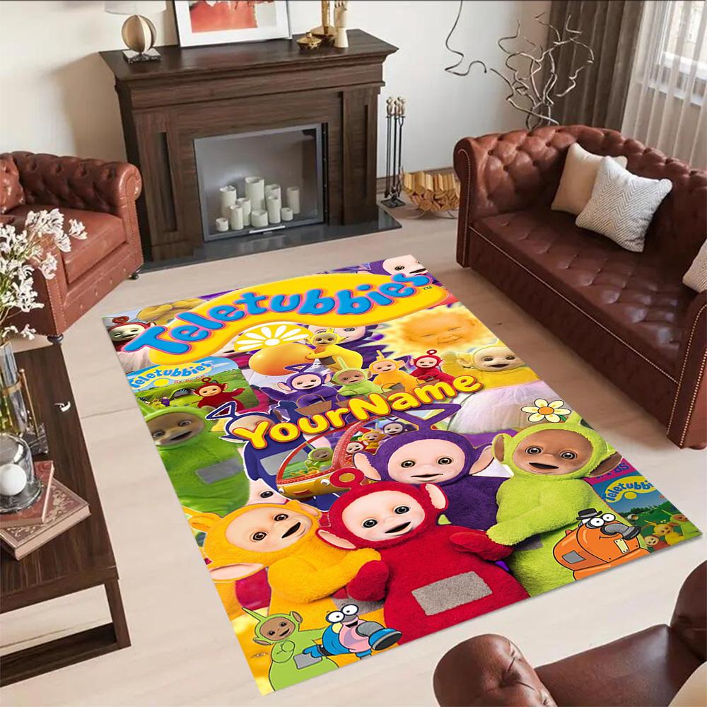 Teletubbies Customizable Name Floor Mat Design for Outdoor Game Room Study Room Kitchen Anti-slip Rug Anime Office Decor Birthday/Christmas Gift