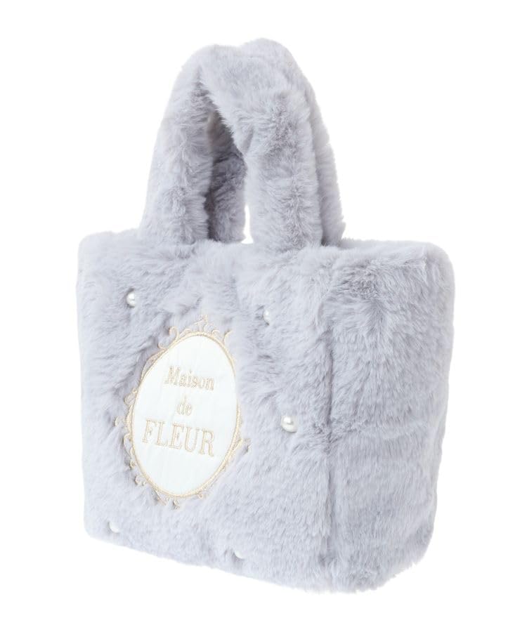 De Apparel EC Exclusive Fur Tote Bag for Grayish Blue [Maison Fleur] 2-way Women,