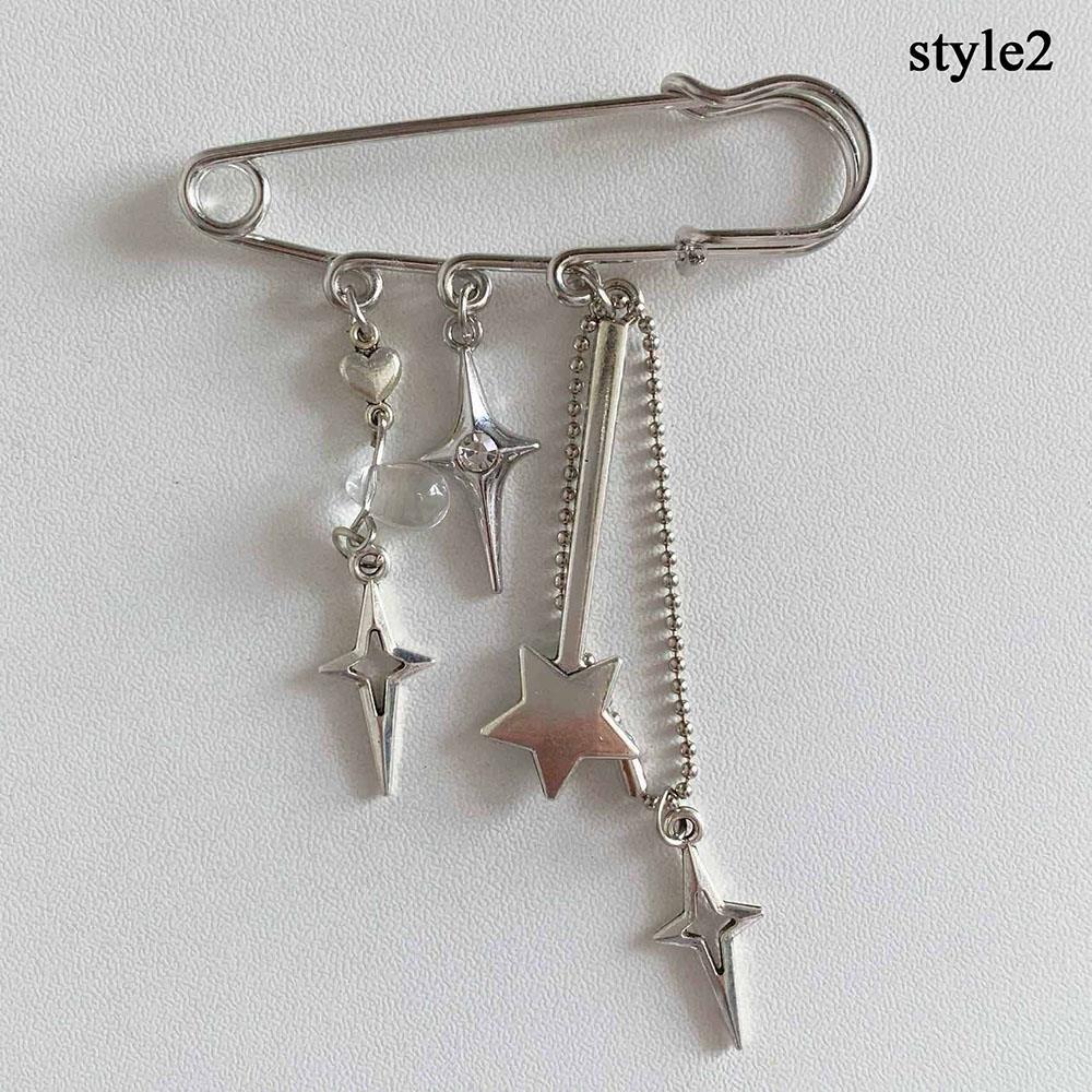 Sweet Pin Star Chain Girl's Bag Pendant Brooch Pin Stylish Bag Decors Pin Buckle Clothes Brooch Jewelry Keychain Handbag Pendant