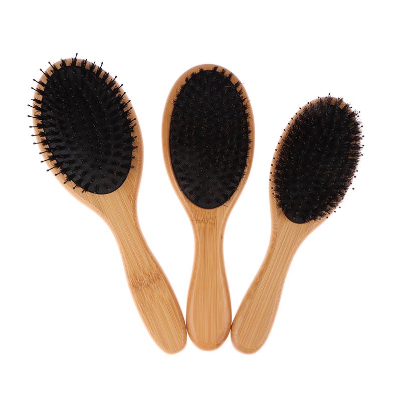 Brosse à cheveux en poils de sanglier pour femmes, brosse à cheveux en bois et bambou, brosse professionnelle pour cuir chevelu bouclé, peigne pour soins de beauté des cheveux, outils de salon