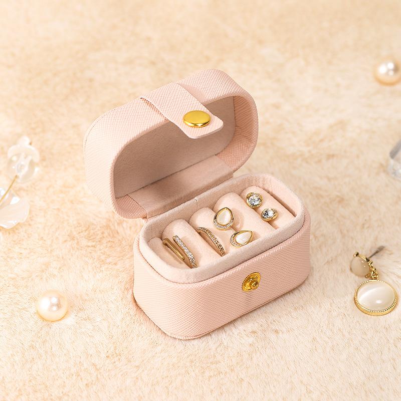 Mini Jewelry Storage Box Portable Home Travel Earrings Necklace Storage Case for Women Ring Organizer PU Leather Display Case