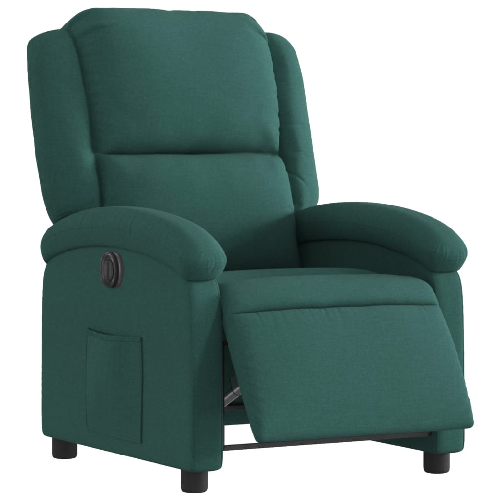 Vidaxl Electric Recliner, Dark Green, Fabric Upholstered