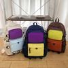 School bag, simple color-block nylon backpack for women, Korean style high school and college student backpack, fashionable large capacity