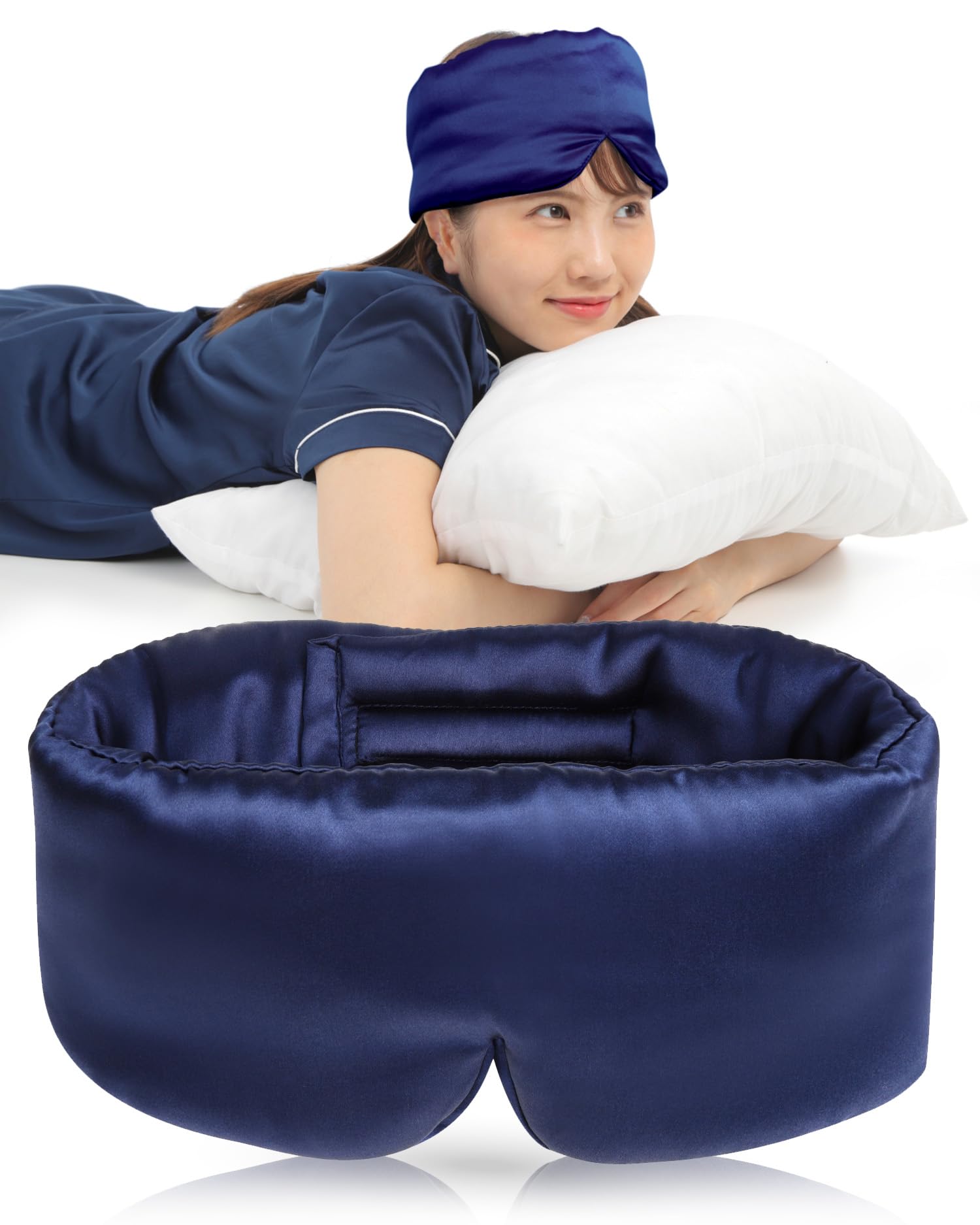 

Маска для глаз Шелковая маска увлажняющая и увлажняющая и расслабляющая глаза и красивый свет хороший сон товары 100% [Очень кожа] Теплые уши Дружелюбная к коже, тёмно-синий