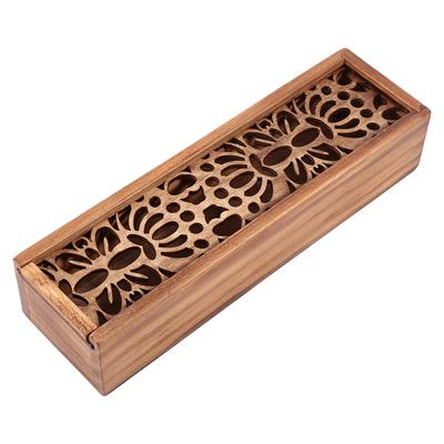 Holz Etui Box Schreibtisch Schreibwaren Aufbewahrung Organizer Schule (#3 Symmetrischer Texturtyp)