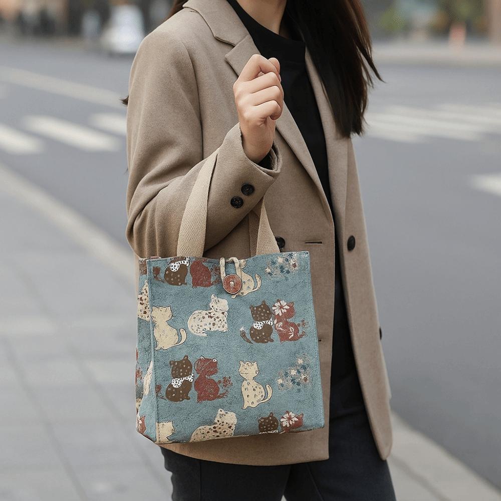 Large Capacity Lunch Bag Thermal Insulation Portable Mommy Bag Butterfly Print Bag Lunch Storage
