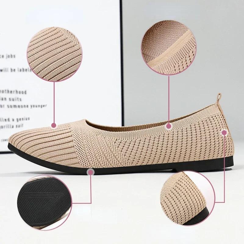 Hot Sales Women Shoes 2025 Autumn Pointed Soft Sole Casual Shoes for Women Fashion Mesh Breathable Flat Shoes Zapatos Mujer