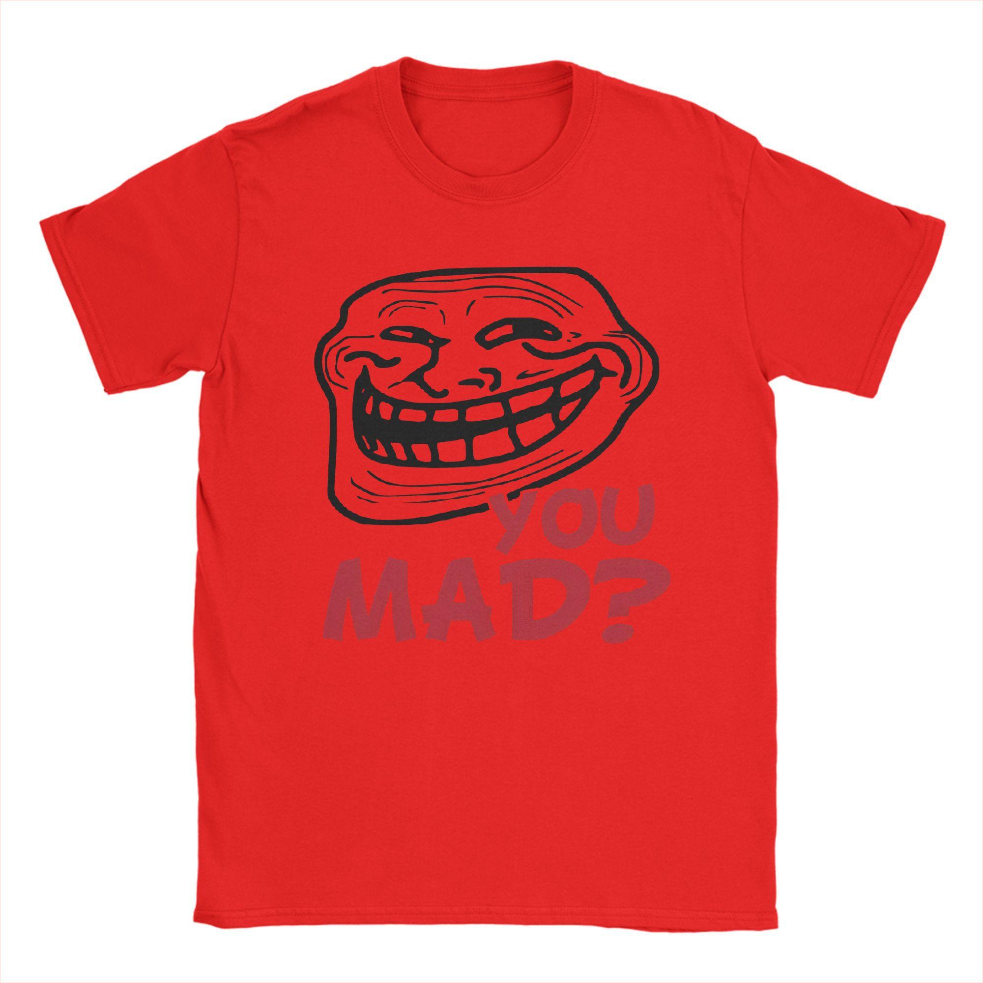 Мужская футболка You Mad Troll Face Мемы Новинка Хлопковая футболка с коротким рукавом Смешная футболка с юмором Футболка с круглым вырезом Топы Подарок на день рождения S