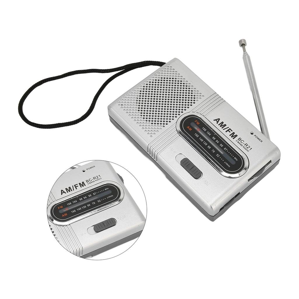 Radio de poche portable AM FM compacte fonctionnant avec 2 piles AA avec écouteur pour une utilisation à la maison et en extérieur Radio, Radio à piles, Lecteur, Piles, Prise,